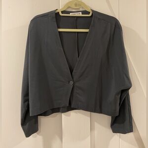 Organic Cotton Charcoal Grey one Button Short Bolero.
